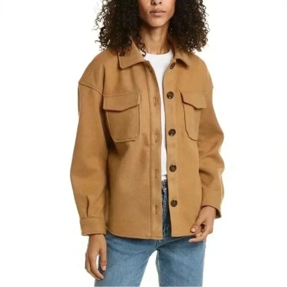 Avec Les Filles Jackets & Blazers - Avec Les Filles Anthropologie Tan Boyfriend Shacket Sz S